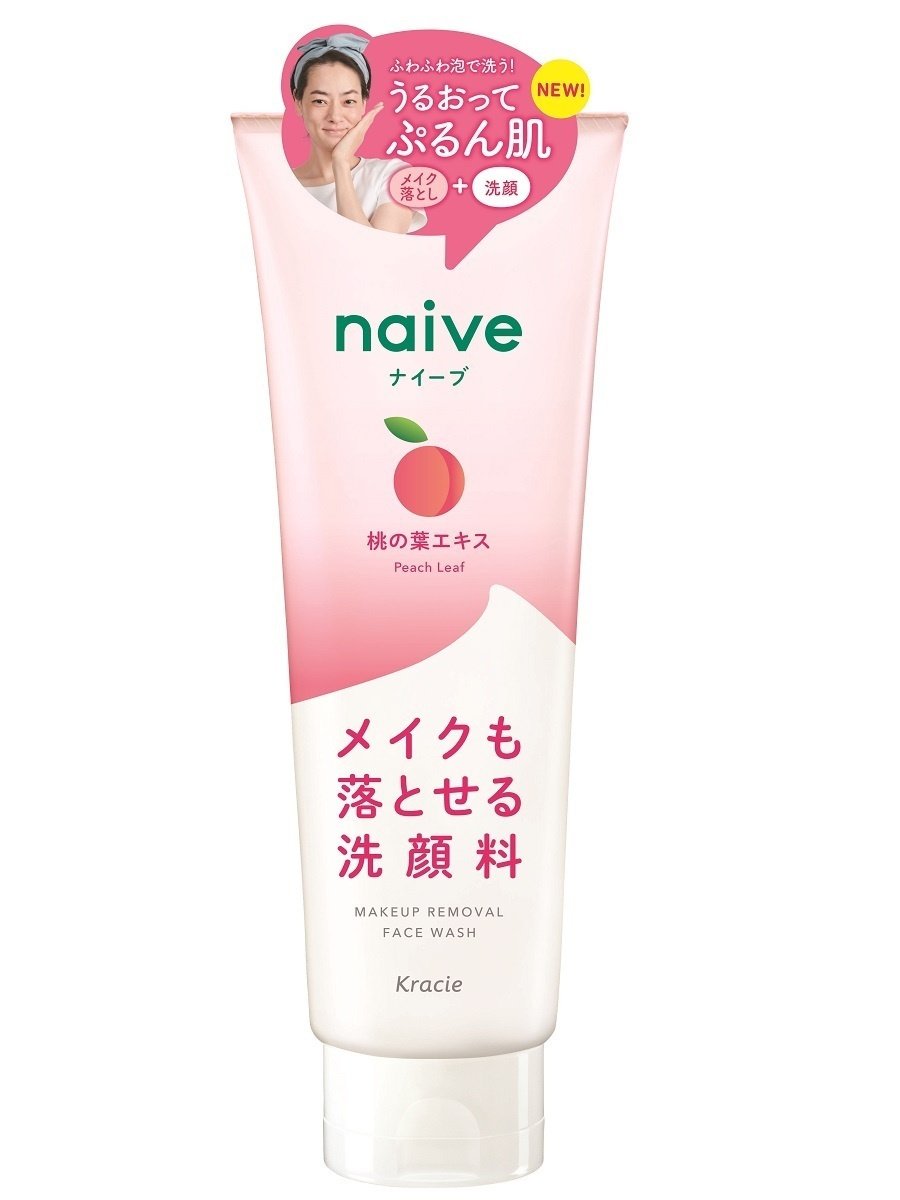 Kracie Naive makeup remover cleansing foam with peach leaf extract, 200g