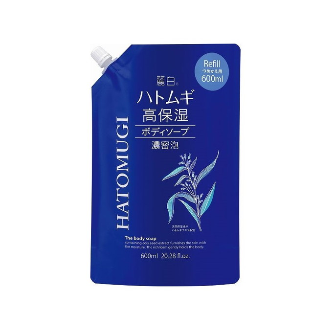 Kumano Yushi Reihaku Hatomugi High Moisturizing Body Soap Refill, 600ml